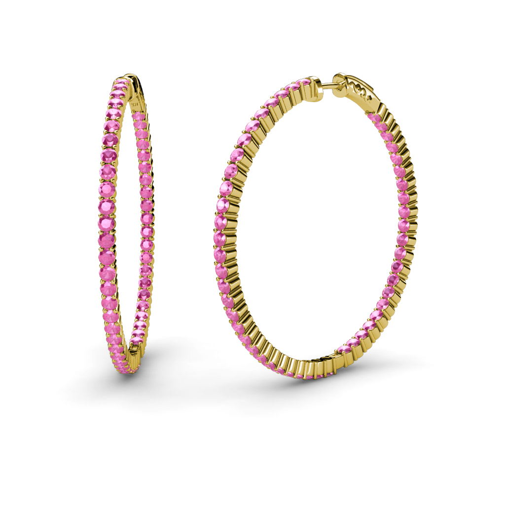 Carisa 2.50 ctw (1.80 mm) Inside Outside Round Pink Sapphire Eternity Hoop Earrings 